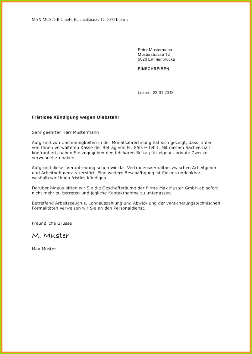 20 Kündigung Durch Arbeitnehmer Muster