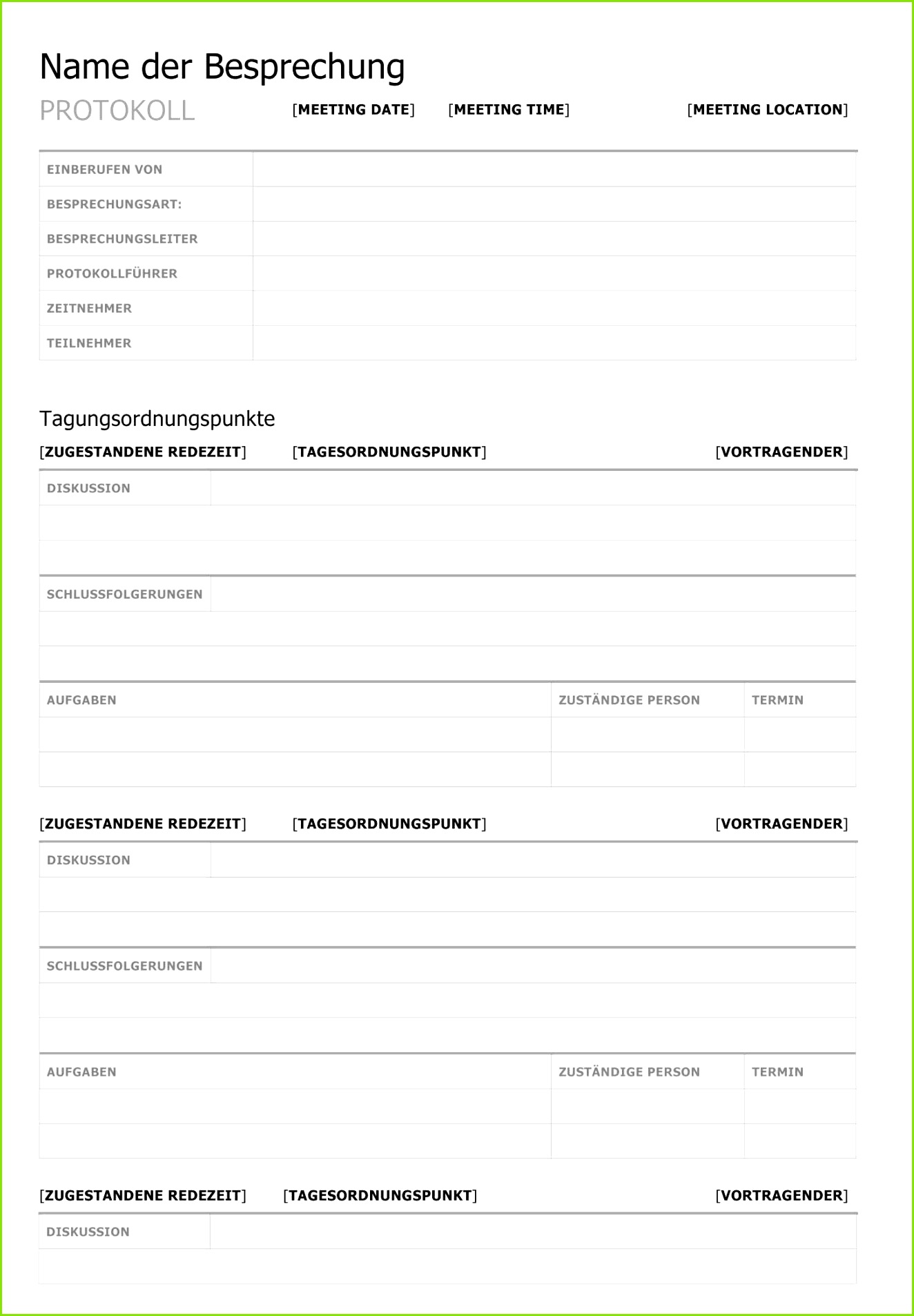 Vorlage Mitarbeitergespräch Protokoll Word Fabelhaft Bürgschaft