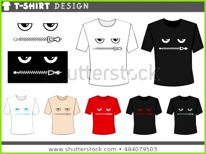 Illustration of T Shirt Design Template with Eyes and Zipped Lips