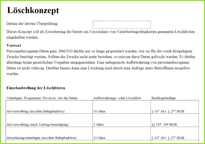 Screenshot Löschprotokoll inkl Löschkonzept