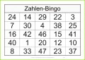3 Zahlen Bingo Vorlage