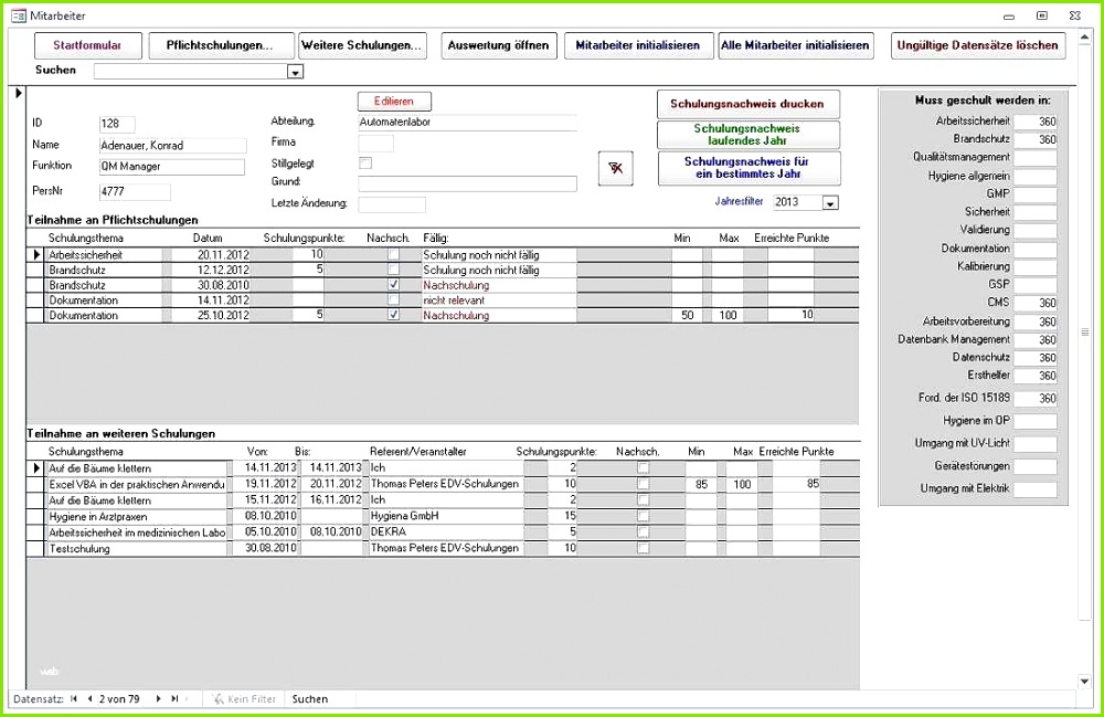 Kundendatenbank Excel Vorlage Angenehm Programmierung Schulungsdatenbank Kundendatenbank Excel Vorlage